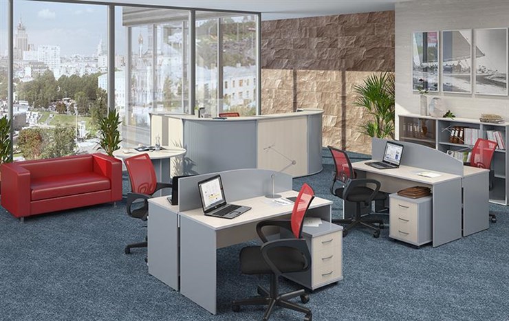 Набор мебели в офис IMAGO четыре рабочих места, стол для переговоров в Норильске - изображение 1